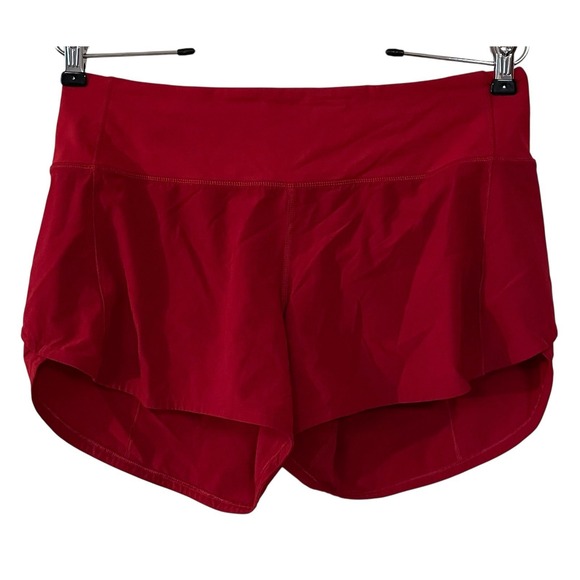 Lululemon Women Red Speed Up Mid Rise Lined Short Running Gym Training LW7AYMT 6 - Picture 1 of 8